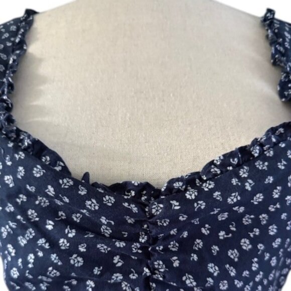 Reformation Kelby Midi Dress in Navy Blue White Floral Short Sleeve A Line M EUC - Picture 7 of 16